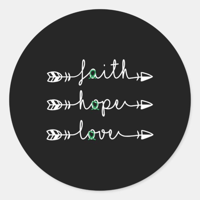 Faith Hope Liebe Green Ribbon Kidney Disease Aware Runder Aufkleber (Vorderseite)