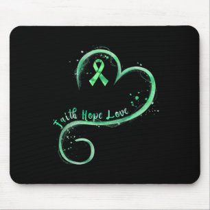 Faith Hope Liebe Green Ribbon Mental Health Awaren Mousepad