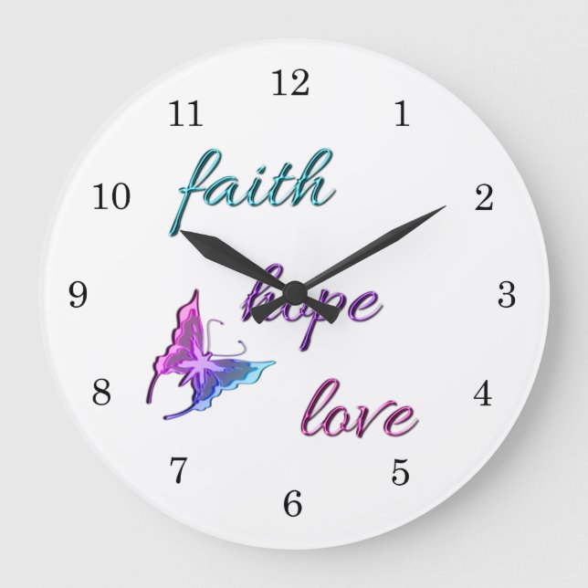 Faith Hope Liebe Große Wanduhr (Vorderseite)