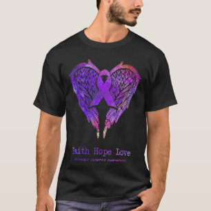 Faith Hope Liebe häusliche Gewalt Flügel Lila Aw T-Shirt