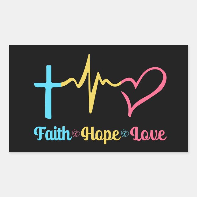Faith Hope Liebe Hearts Rechteckiger Aufkleber (Vorderseite)