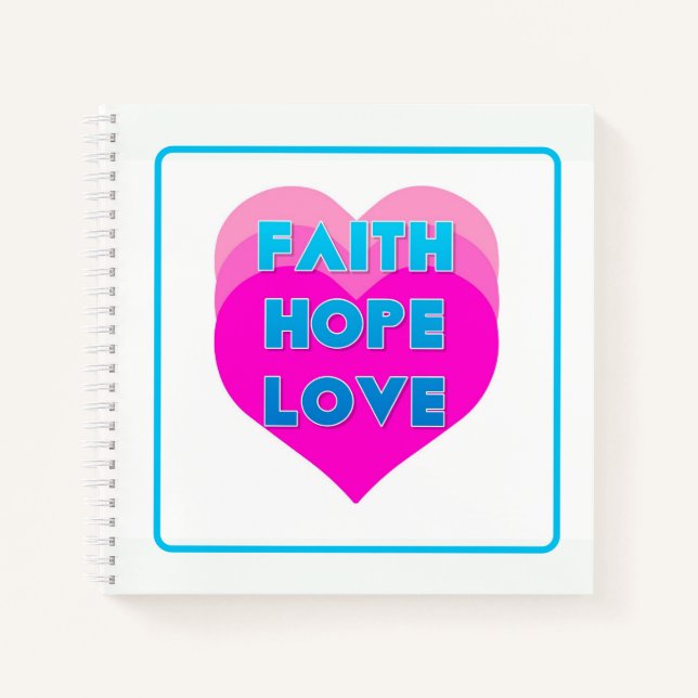 Faith Hope Liebe Hearts Spiral Notebook Notizbuch (Vorderseite)