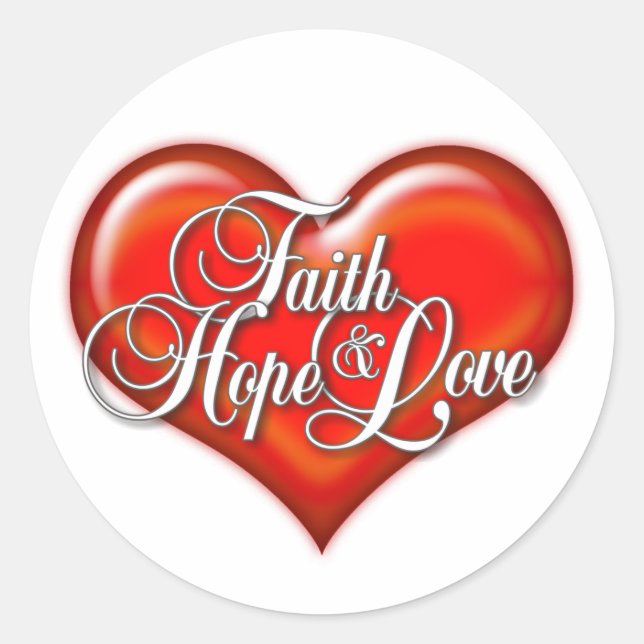 Faith Hope Liebe Herz Runder Aufkleber (Vorderseite)