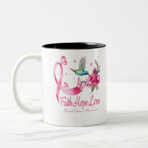 Faith Hope Liebe Hummingbird Ribbon Brustkrebs Zweifarbige Tasse
