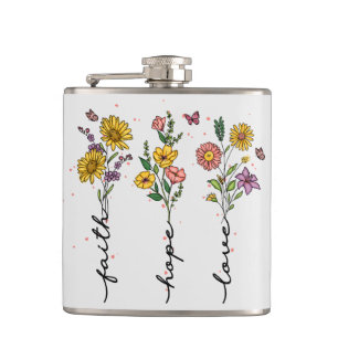 "Faith-Hope-Liebe" Inspirierend Blumendesign Flachmann