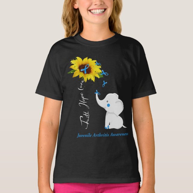 Faith Hope Liebe Juvenile Arthritis Bewusstsein T-Shirt (Vorderseite)