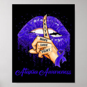 Faith Hope Liebe kämpft Blauer Ribbon Ataxia Bewus Poster