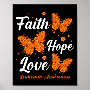 Faith Hope Liebe Leukemia Awareness Butterfly Poster
