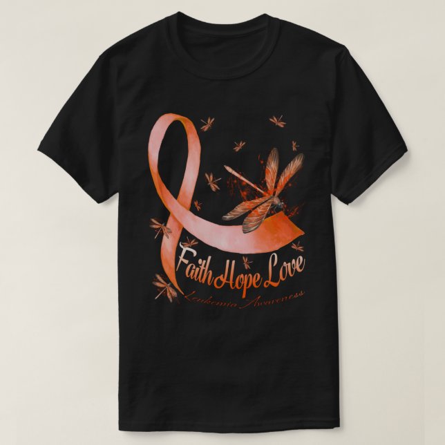 Faith Hope Liebe Leukemia Awareness Dragonfly T-Shirt (Design vorne)