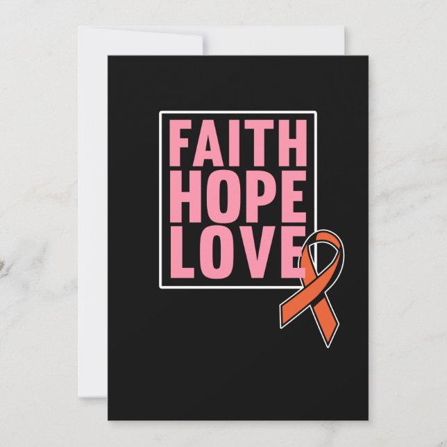 Faith Hope Liebe Leukemia Awareness Orange Ribbon Dankeskarte (Vorderseite)