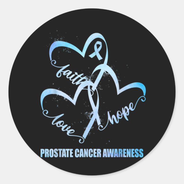 Faith Hope Liebe Light Blue Ribbon Prostatakrebs Runder Aufkleber (Vorderseite)