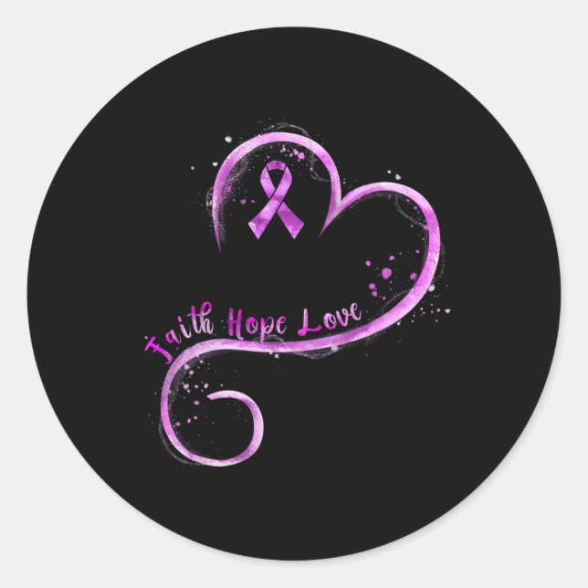 Faith Hope Liebe Lila Ribbon Überdosierung Bewusst Runder Aufkleber (Vorderseite)