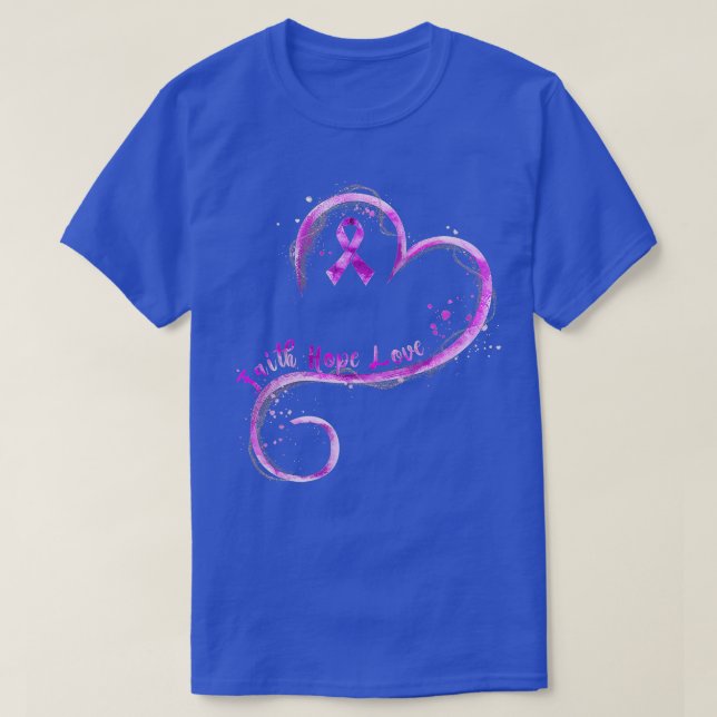 Faith Hope Liebe Lila Ribbon Überdosierung Bewusst T-Shirt (Design vorne)