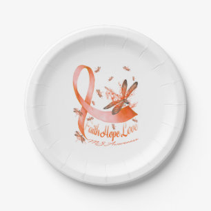 Faith Hope Liebe MS Awareness Dragonfly Pappteller