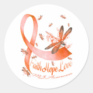 Faith Hope Liebe MS Awareness Dragonfly Runder Aufkleber