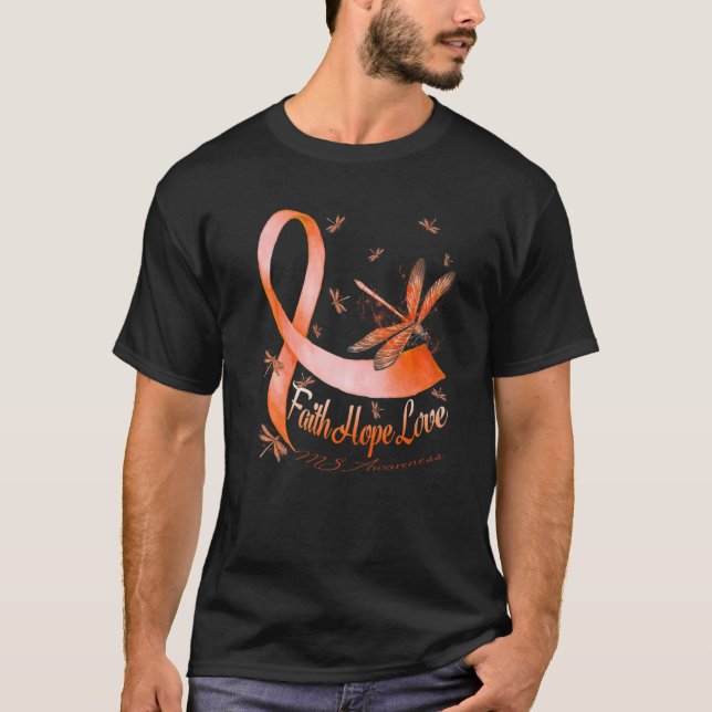 Faith Hope Liebe MS Awareness Dragonfly T-Shirt (Vorderseite)