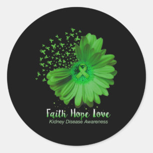 Faith Hope Liebe Nierenerkrankung Bewusstsein Sonn Runder Aufkleber