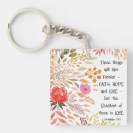 "Faith Hope Liebe" Orange Gold Wasserfarbe Blütenw Schlüsselanhänger