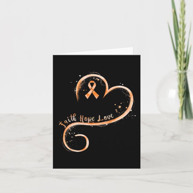Faith Hope Liebe Orange Ribbon Leukemia Bewusstsei Karte (Vorderseite)