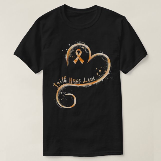 Faith Hope Liebe Orange Ribbon Leukemia Bewusstsei T-Shirt (Design vorne)