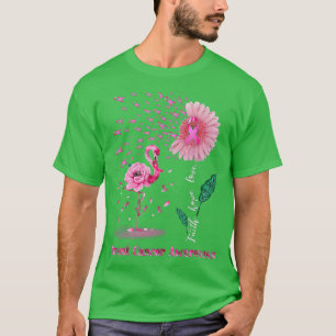 Faith Hope Liebe Pink Flamingo Ribbon Brustkrebs T-Shirt