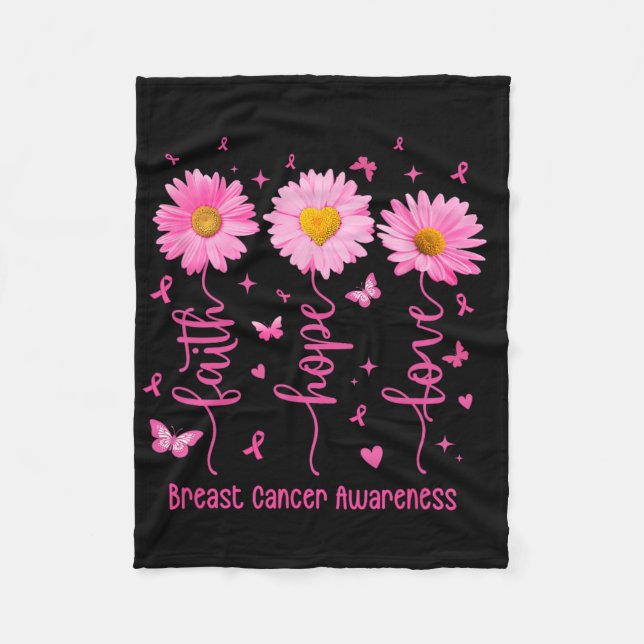 Faith Hope Liebe Pink Ribbon Brustkrebs Auswarenes Fleecedecke (Vorderseite)