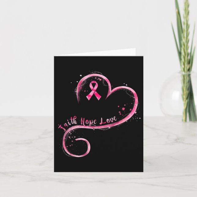 Faith Hope Liebe Pink Ribbon Brustkrebs Auswarenes Karte (Vorderseite)
