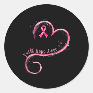 Faith Hope Liebe Pink Ribbon Brustkrebs Auswarenes Runder Aufkleber