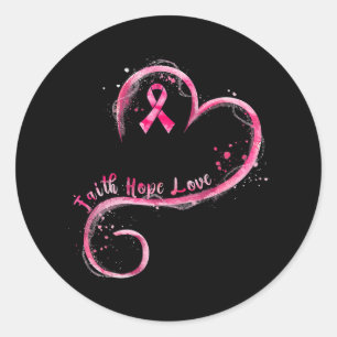 Faith Hope Liebe Pink Ribbon Brustkrebs Auswarenes Runder Aufkleber