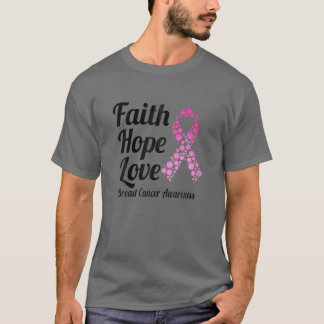 Faith Hope Liebe Pink Ribbon Brustkrebs Auswarenes T-Shirt