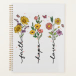 Faith-Hope-Liebe Planer<br><div class="desc">Dieses niedliche und farbenprächtige Blumendesign besticht durch die Worte "Faith-Hope-Liebe" mit niedlichen und lebendigen Blume. Es ist ein sehr ermutigendes und motivierend Geschenk für Christliche Freunde und Familienmitglieder.</div>