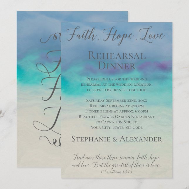 Faith Hope Liebe Probe Dinner Einladung (Vorne/Hinten)