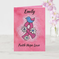 Faith Hope Liebe Rosa Brustkrebs Schleife Card