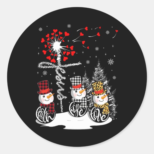 Faith Hope Liebe Snowman Jesus Dandelion Christlic Runder Aufkleber (Vorderseite)