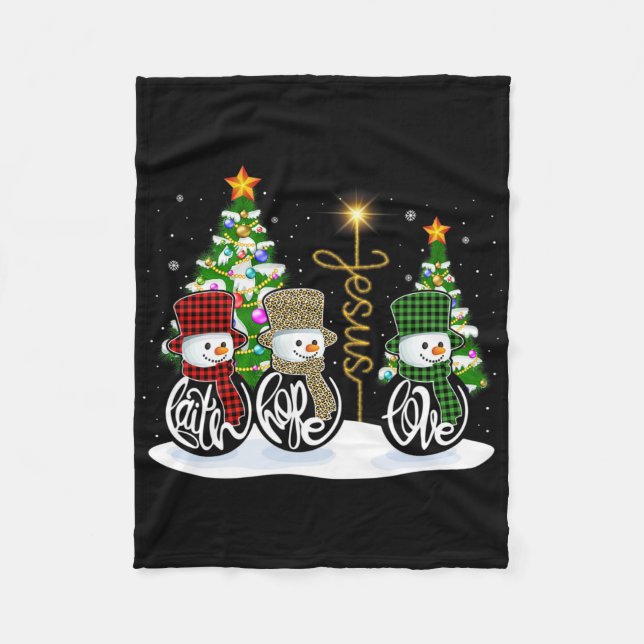 Faith Hope Liebe Snowman Jesus Fun Xmas Cross für  Fleecedecke (Vorderseite)