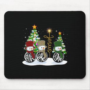 Faith Hope Liebe Snowman Jesus Fun Xmas Cross für Mousepad