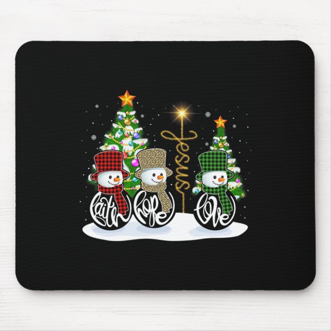Faith Hope Liebe Snowman Jesus Fun Xmas Cross für  Mousepad (Vorne)