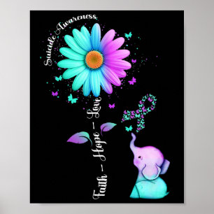 Faith Hope Liebe Sonnenblume Elefant Suicide Aware Poster