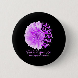 Faith Hope Liebe Sonnenblume Schmetterling Fibromy Button