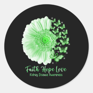 Faith Hope Liebe Sonnenblume Schmetterling Nierene Runder Aufkleber