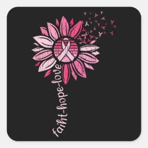 Faith Hope Liebe Sonnenblumen Brustkrebs Bewusstse Quadratischer Aufkleber