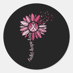 Faith Hope Liebe Sonnenblumen Brustkrebs Bewusstse Runder Aufkleber