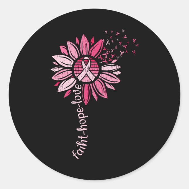 Faith Hope Liebe Sonnenblumen Brustkrebs Bewusstse Runder Aufkleber (Vorderseite)
