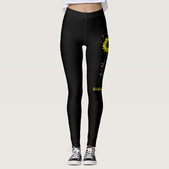 Faith Hope Liebe Sonnenblumen Kinderkrebs Leggings (Vorderseite)