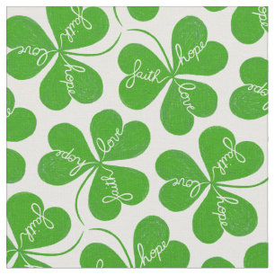 Faith Hope Liebe St Patrick's Day Kleeblatt Patter Stoff