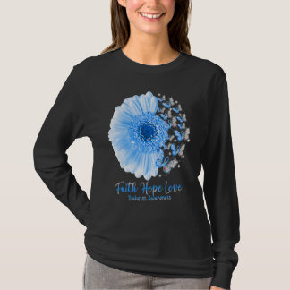 Faith Hope Liebe Sunflower Butterfly Diabetes T-Shirt