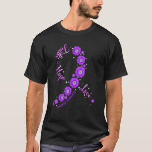 Faith Hope Liebe Überdosis Awareness Ribbon Blume  T-Shirt