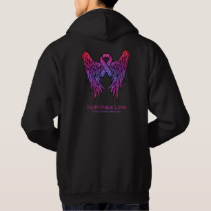 Faith Hope Liebe Wings Breast Cancer Awareness Pin Hoodie