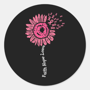 Faith Hope Liebe Wir tragen rosa Ribbon Brustkrebs Runder Aufkleber