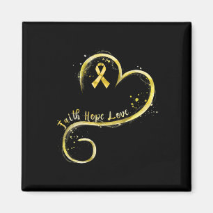 Faith Hope Liebe Yellow Ribbon Childhood Cancer Aw Magnet